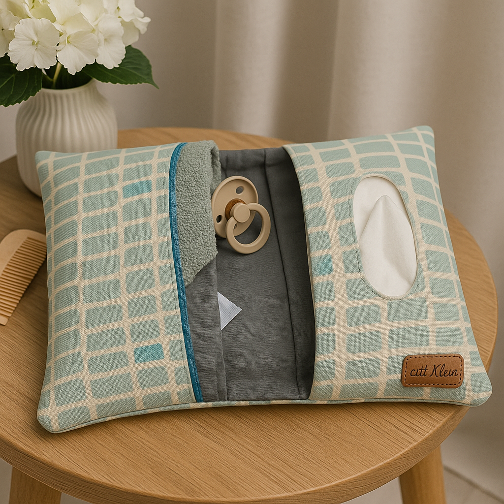 Wickeltasche mit Fächern und Feuchttuchspender – Geometrisches Design